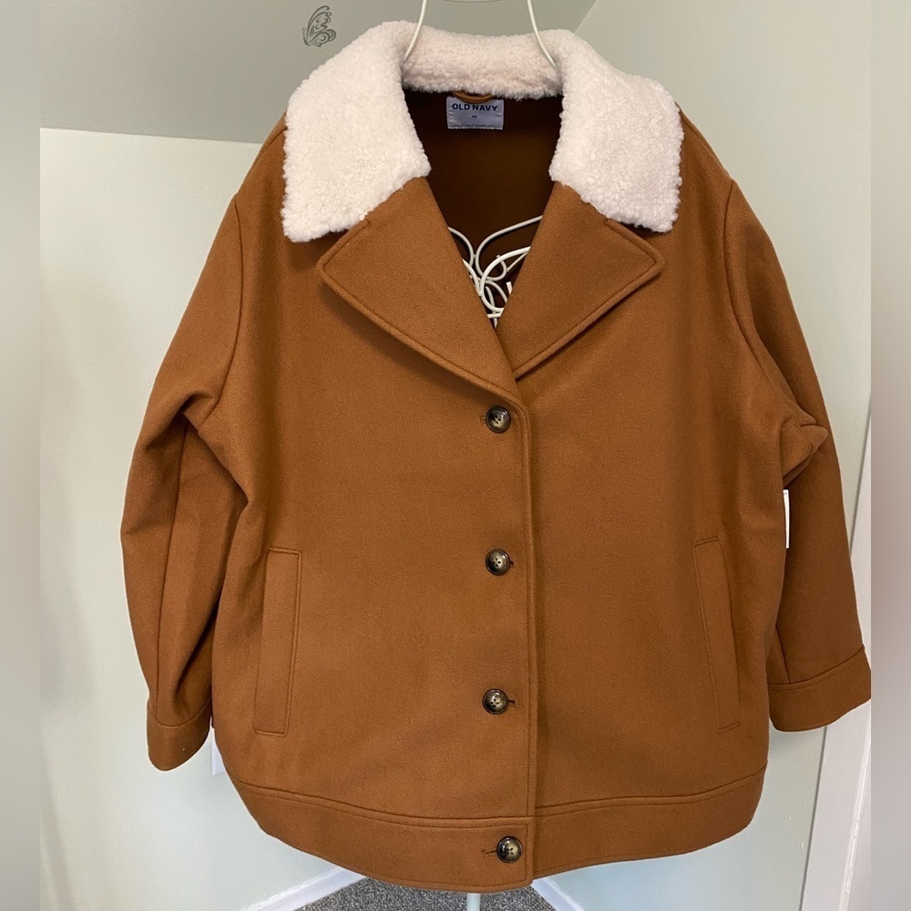 Old Navy Jacket, Soft-Brushed Sherpa-Trimmed, Camel Colour, size 3X NWT